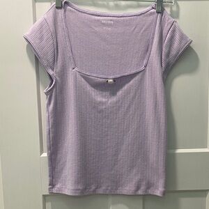 Hollister Light Purple Ribbed Short Sleeve Top